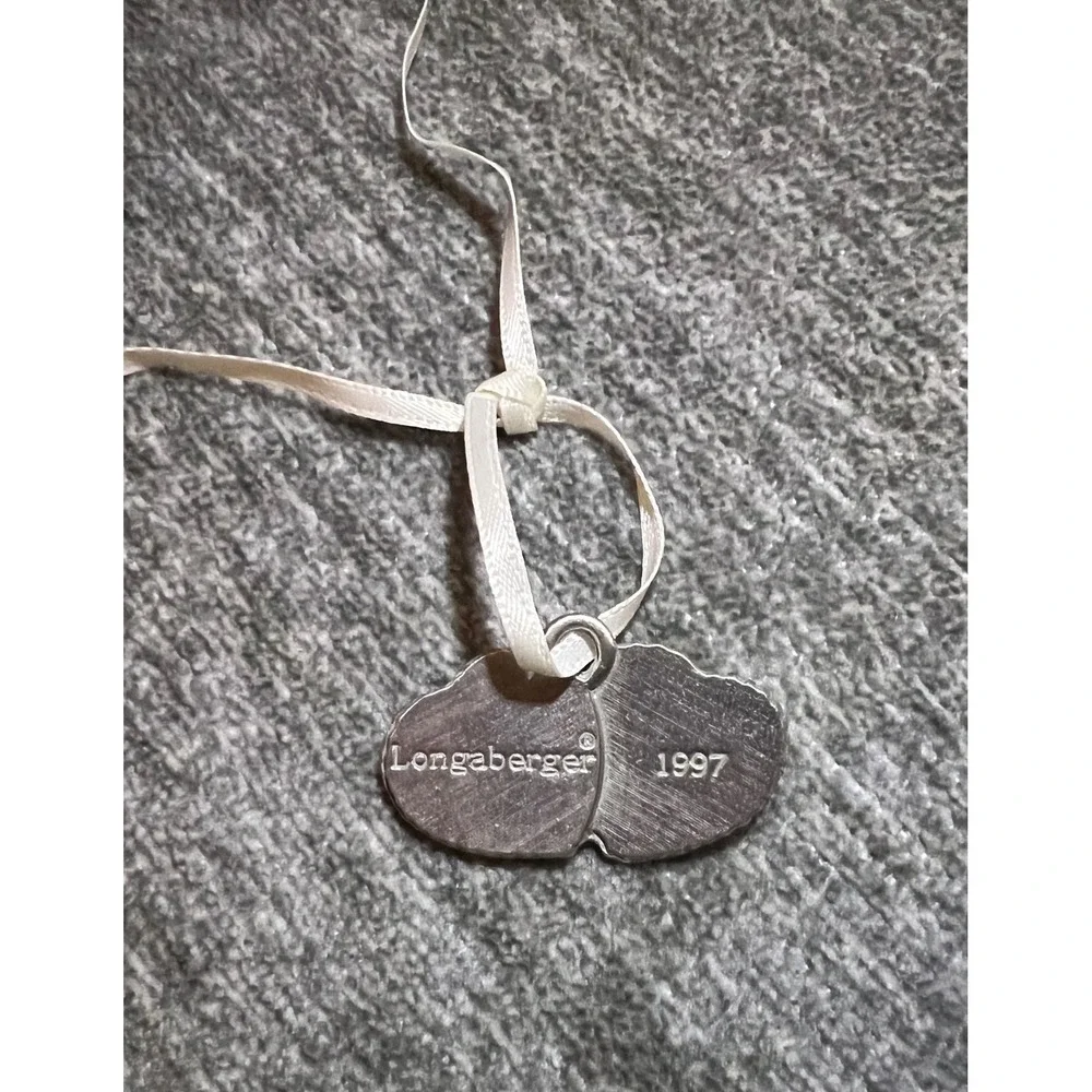 Longaberger Sweetheart Tie-On OS Silver Double Heart Basket Charm 1997 Vintage